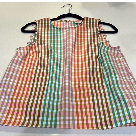 NWOT $201 Kate Spade Rainbow Plaid Top - Picture 4 of 11